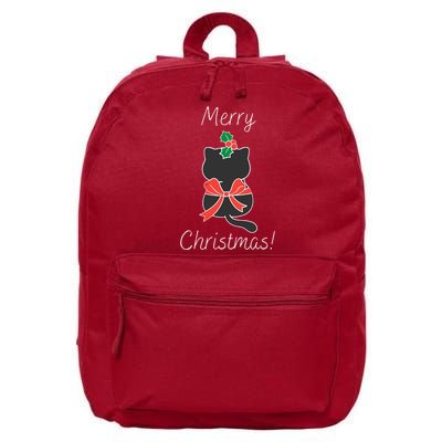 Christmas Cat Rapped Present Bow 16 in Basic Backpack