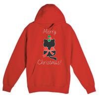 Christmas Cat Rapped Present Bow Premium Pullover Hoodie