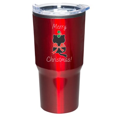 Christmas Cat Rapped Present Bow Tumbler