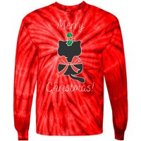 Christmas Cat Rapped Present Bow Tie-Dye Long Sleeve Shirt