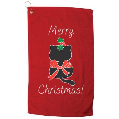 Christmas Cat Rapped Present Bow Golf Towel