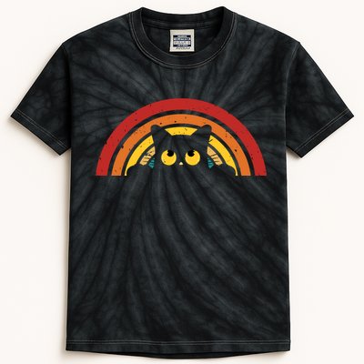 Cute Cat Rainbow Vintage Kids Tie-Dye T-Shirt