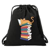 Cute Cat Reading Books Kitten Kitty Lover Reader Drawstring Bag