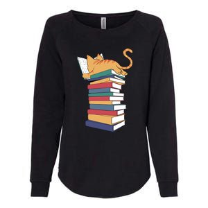 Cute Cat Reading Books Kitten Kitty Lover Reader Womens California Wash Sweatshirt