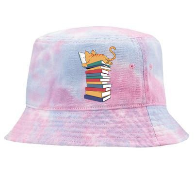 Cute Cat Reading Books Kitten Kitty Lover Reader Tie-Dyed Bucket Hat