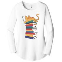 Cute Cat Reading Books Kitten Kitty Lover Reader Women's Perfect Tri Tunic Long Sleeve Shirt