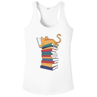 Cute Cat Reading Books Kitten Kitty Lover Reader Ladies PosiCharge Competitor Racerback Tank