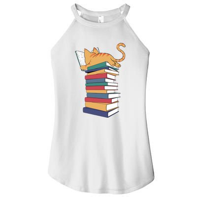 Cute Cat Reading Books Kitten Kitty Lover Reader Women’s Perfect Tri Rocker Tank