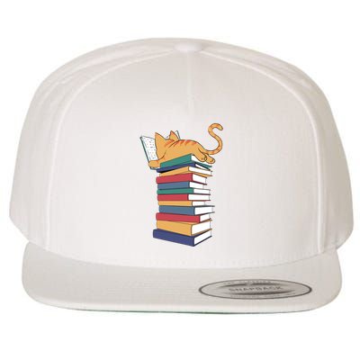 Cute Cat Reading Books Kitten Kitty Lover Reader Wool Snapback Cap