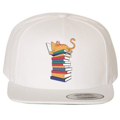 Cute Cat Reading Books Kitten Kitty Lover Reader Wool Snapback Cap