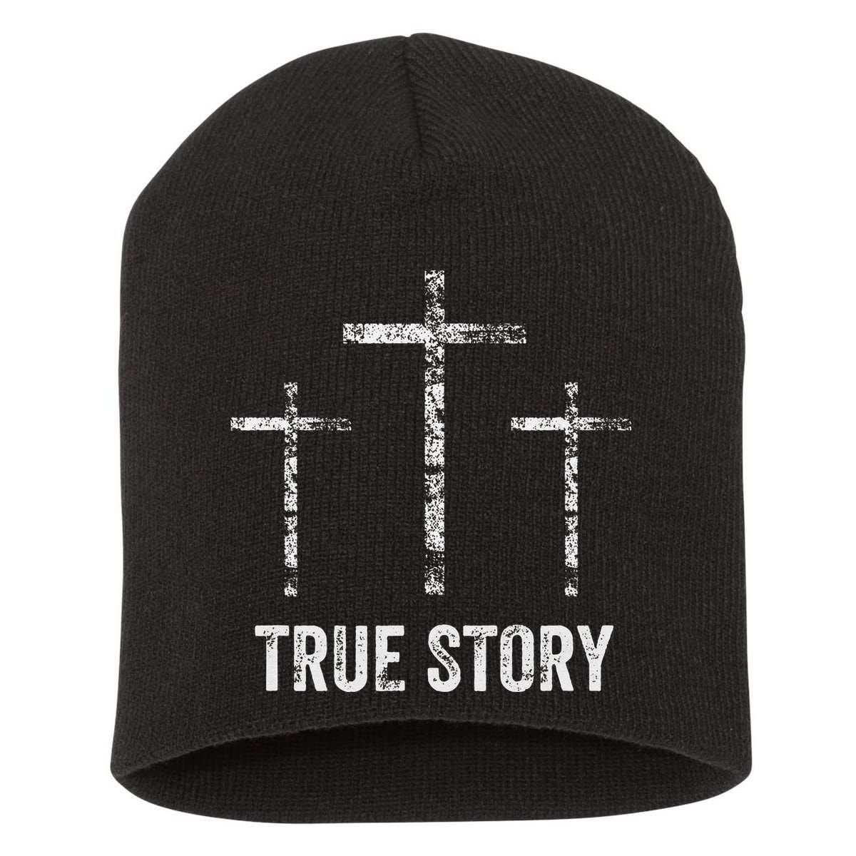 Christian Christmas Resurrection Day Jesus Three Crosses Short Acrylic Beanie