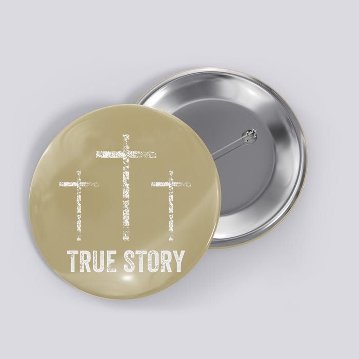 Christian Christmas Resurrection Day Jesus Three Crosses Button
