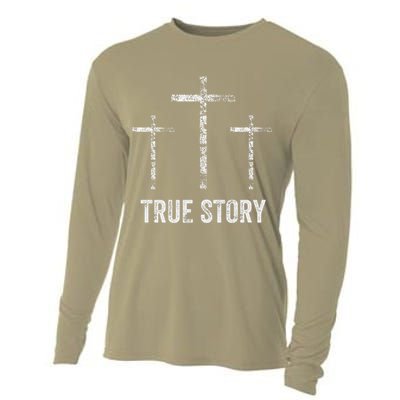 Christian Christmas Resurrection Day Jesus Three Crosses Cooling Performance Long Sleeve Crew