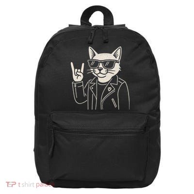 Cute Cat Rock Music Vibes Lovers Gifts Women 16 in Basic Backpack