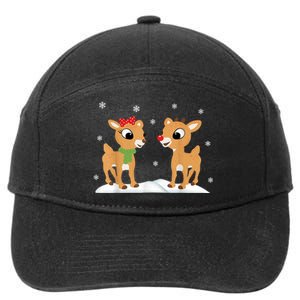 Cute Christmas Reindeers 7-Panel Snapback Hat