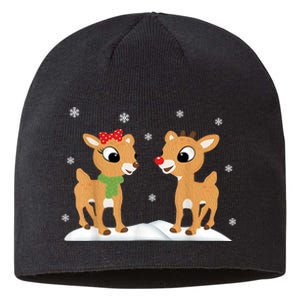 Cute Christmas Reindeers Sustainable Beanie