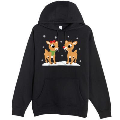Cute Christmas Reindeers Premium Pullover Hoodie