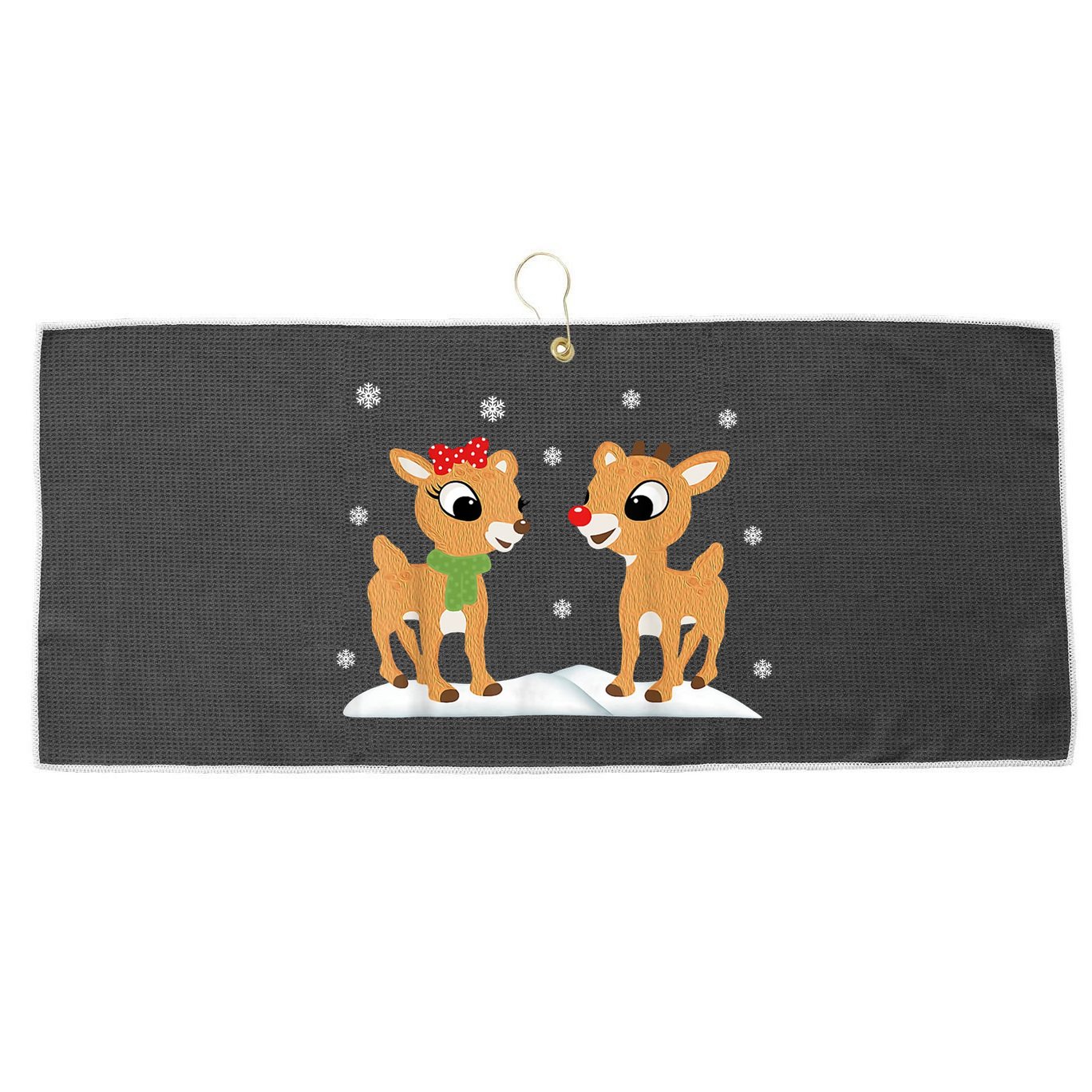 Cute Christmas Reindeers Large Microfiber Waffle Golf Towel