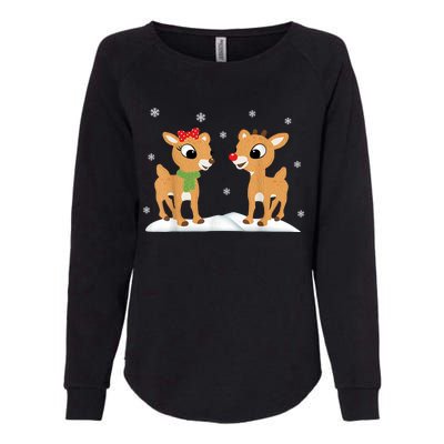 Cute Christmas Reindeers Womens California Wash Sweatshirt