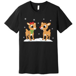 Cute Christmas Reindeers Premium T-Shirt