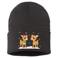 Cute Christmas Reindeers Sustainable Knit Beanie