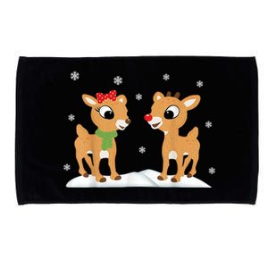 Cute Christmas Reindeers Microfiber Hand Towel