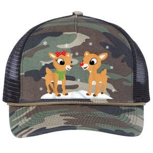 Cute Christmas Reindeers Retro Rope Trucker Hat Cap