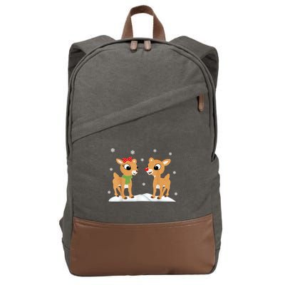 Cute Christmas Reindeers Cotton Canvas Backpack