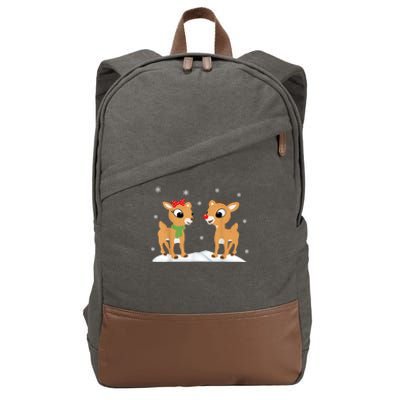 Cute Christmas Reindeers Cotton Canvas Backpack