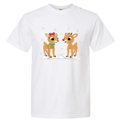 Cute Christmas Reindeers Garment-Dyed Heavyweight T-Shirt