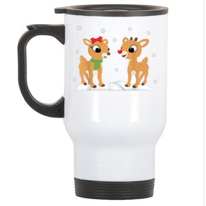 Cute Christmas Reindeers Stainless Steel Travel Mug