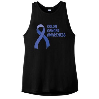 Colon Cancer Ribbon Ladies PosiCharge Tri-Blend Wicking Tank