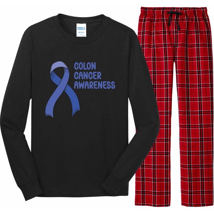 Colon Cancer Ribbon Long Sleeve Pajama Set