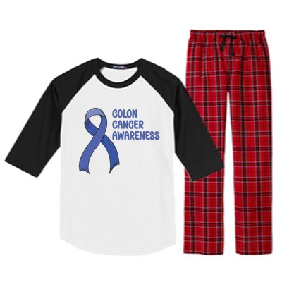 Colon Cancer Ribbon Raglan Sleeve Pajama Set