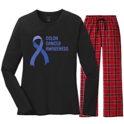 Colon Cancer Ribbon Women's Long Sleeve Flannel Pajama Set 