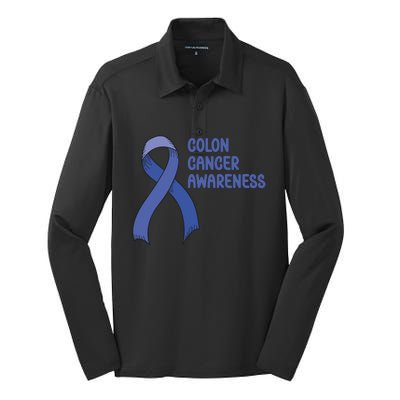 Colon Cancer Ribbon Silk Touch Performance Long Sleeve Polo