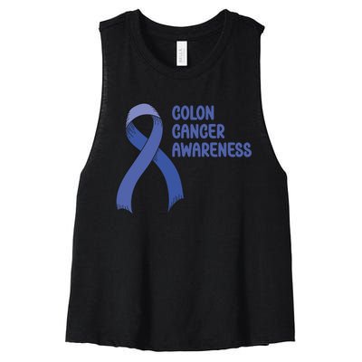 Colon Cancer Ribbon Women's Racerback Cropped Tank