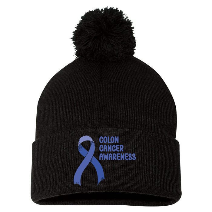 Colon Cancer Ribbon Pom Pom 12in Knit Beanie