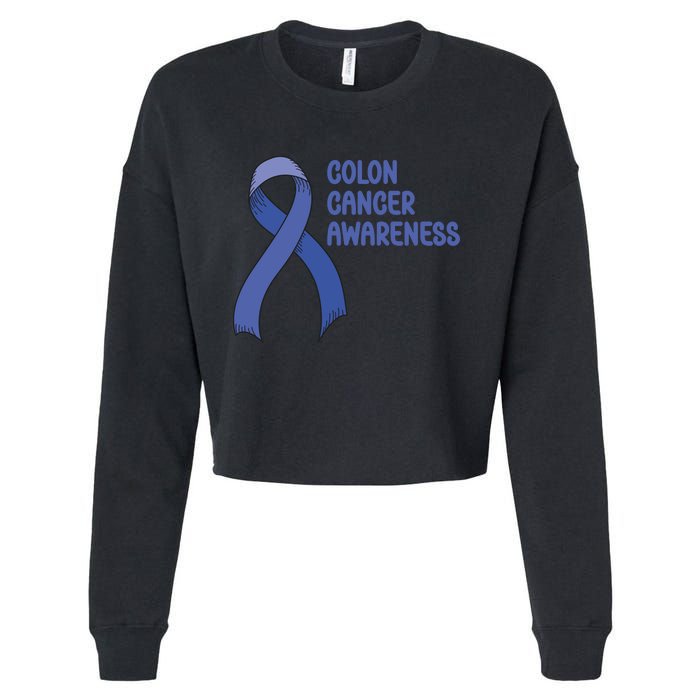 Colon Cancer Ribbon Cropped Pullover Crew