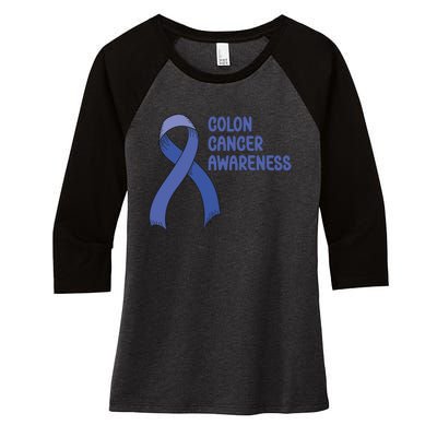 Colon Cancer Ribbon Women's Tri-Blend 3/4-Sleeve Raglan Shirt