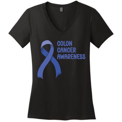 Colon Cancer Ribbon Women's V-Neck T-Shirt