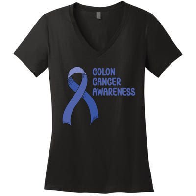 Colon Cancer Ribbon Women's V-Neck T-Shirt