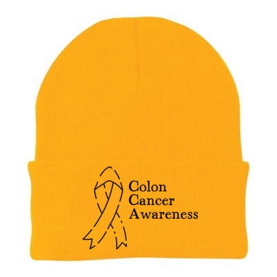 Colon Cancer Ribbon Black Version Knit Cap Winter Beanie