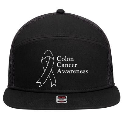 Colon Cancer Ribbon Black Version 7 Panel Mesh Trucker Snapback Hat