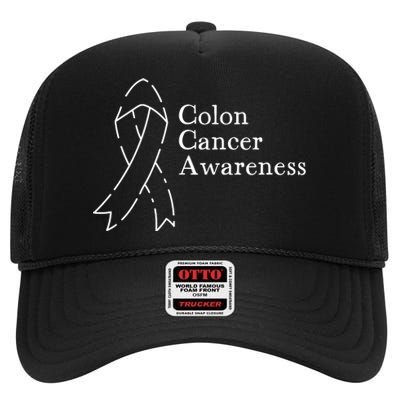 Colon Cancer Ribbon Black Version High Crown Mesh Back Trucker Hat