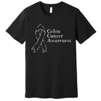 Colon Cancer Ribbon Black Version Premium T-Shirt