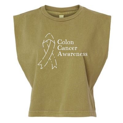 Colon Cancer Ribbon Black Version Garment-Dyed Women's Muscle Tee