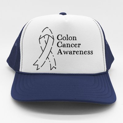 Colon Cancer Ribbon Black Version Trucker Hat