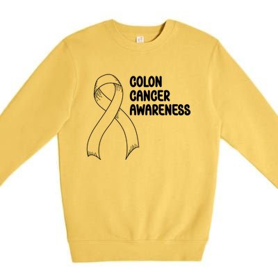 Colon Cancer Ribbon Black Version Premium Crewneck Sweatshirt