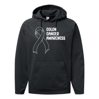 Colon Cancer Ribbon Black Version Performance Fleece Hoodie